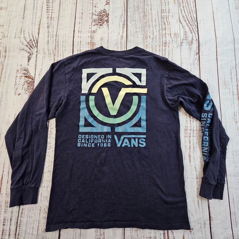 Vans Blue Long Sleeve Cotton Classic Fit T-Shirt Men's S